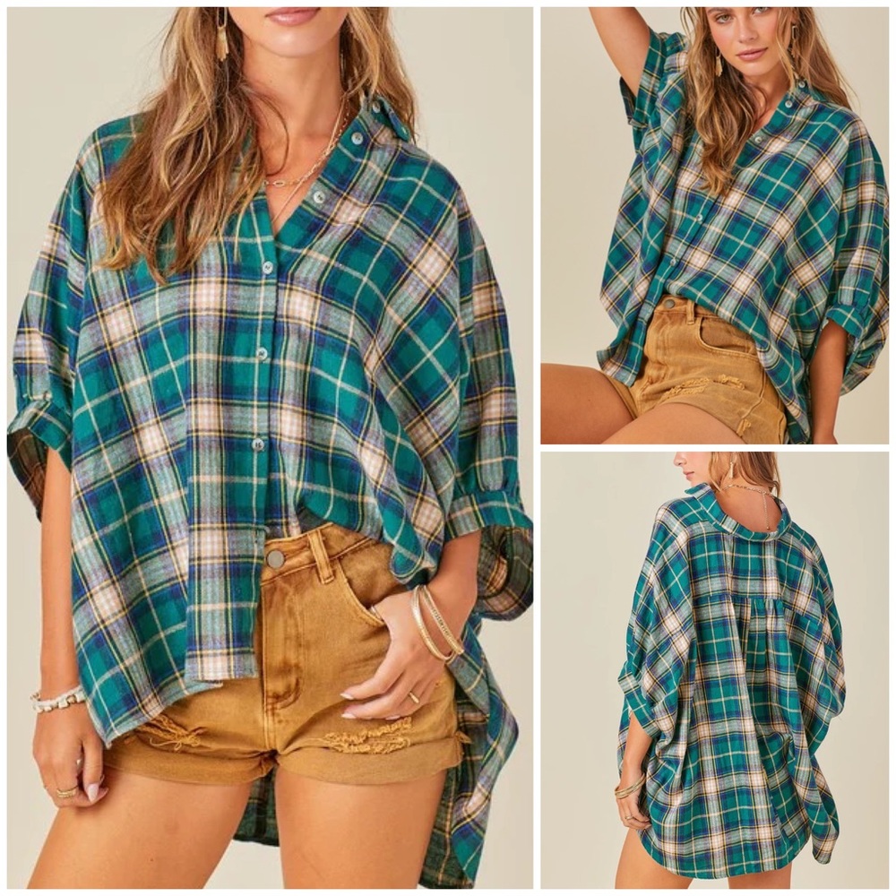 🎉 JUST ARRIVED 🎉 Oversized Flannel Button Down in Green